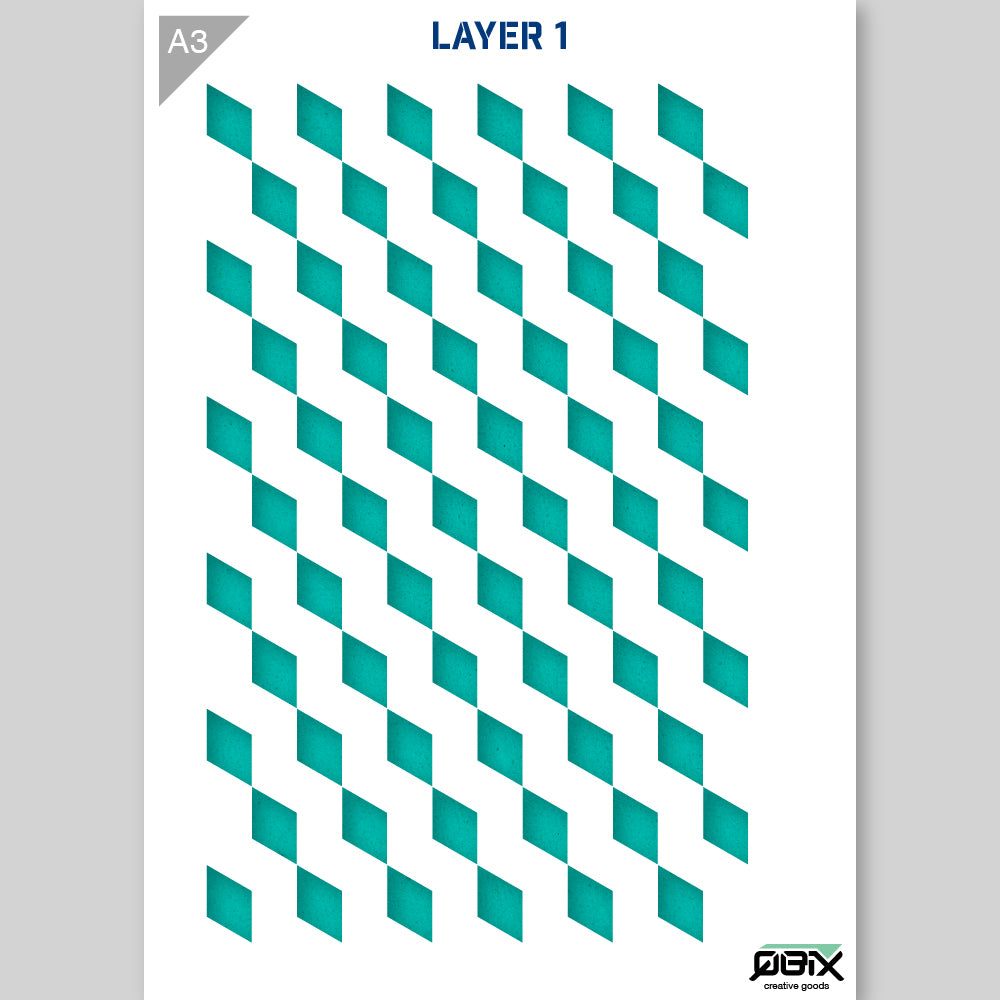 QBIX Stencil 3 Layer - Plastic - Pattern 3D - Cube image 2