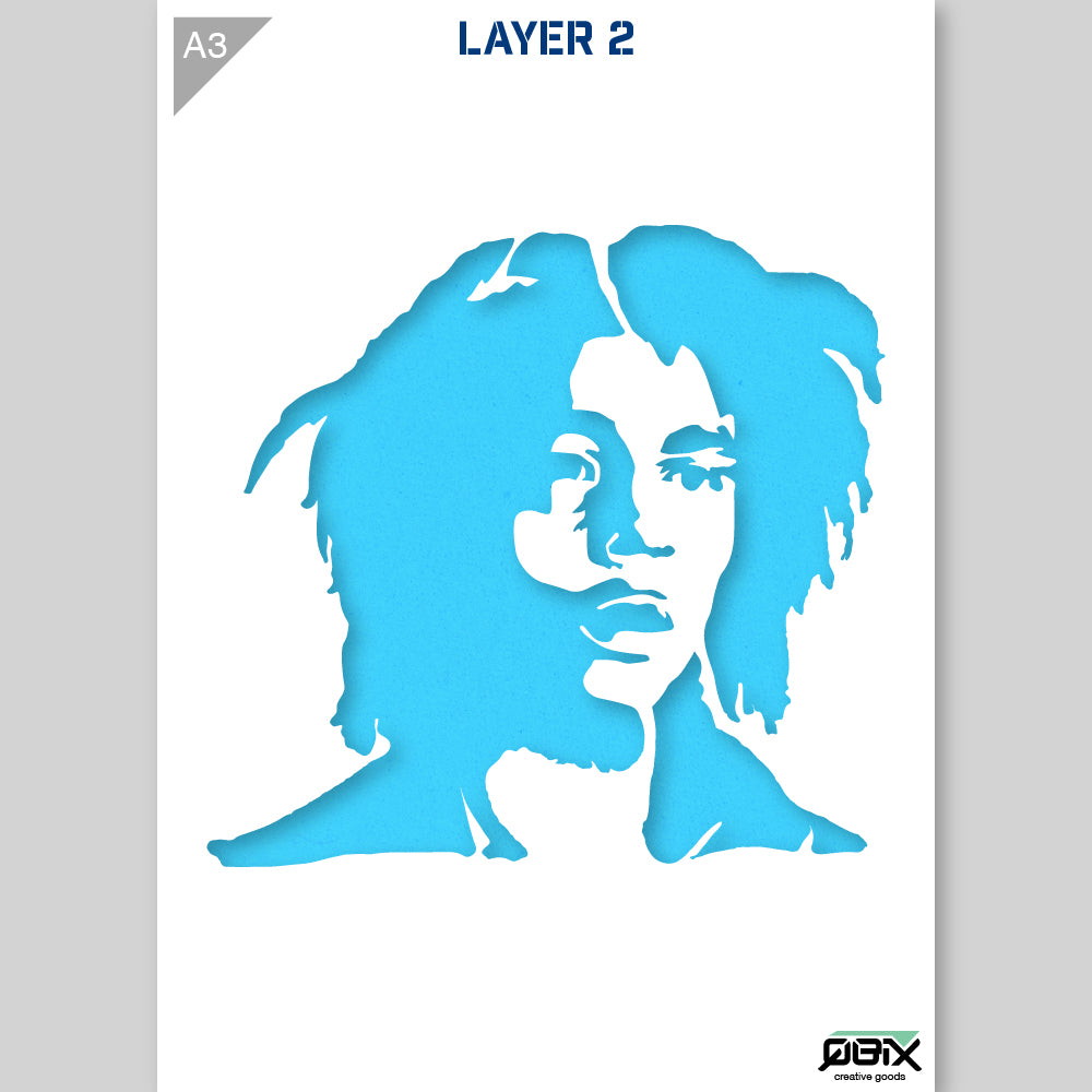 QBIX Stencil 2 Layer - Plastic - Idols - Bob Marley image 2
