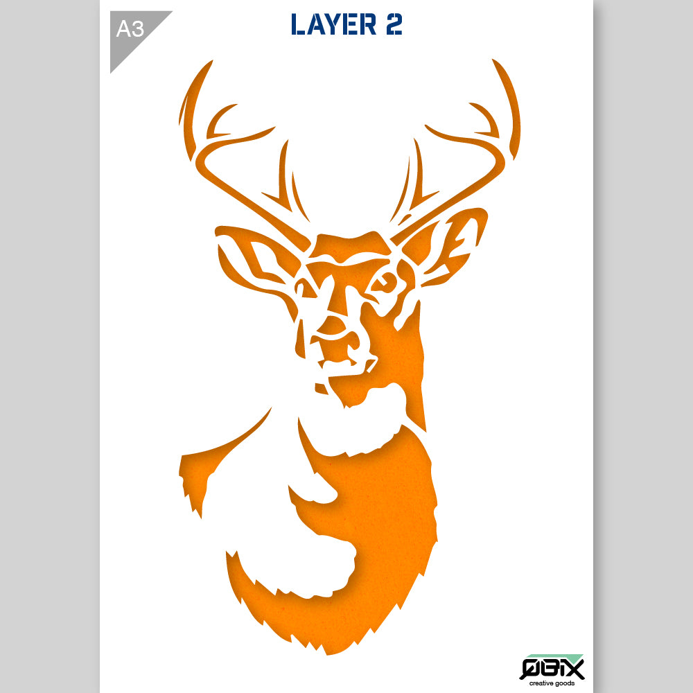 QBIX Stencil 2 Layer - Plastic - Animals - Deer Head image 1