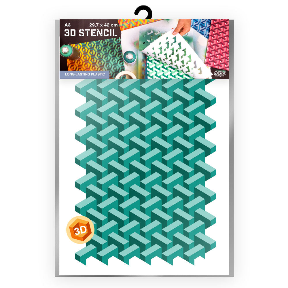QBIX Stencil 3 Layer - Plastic - Pattern 3D - Brick image 0