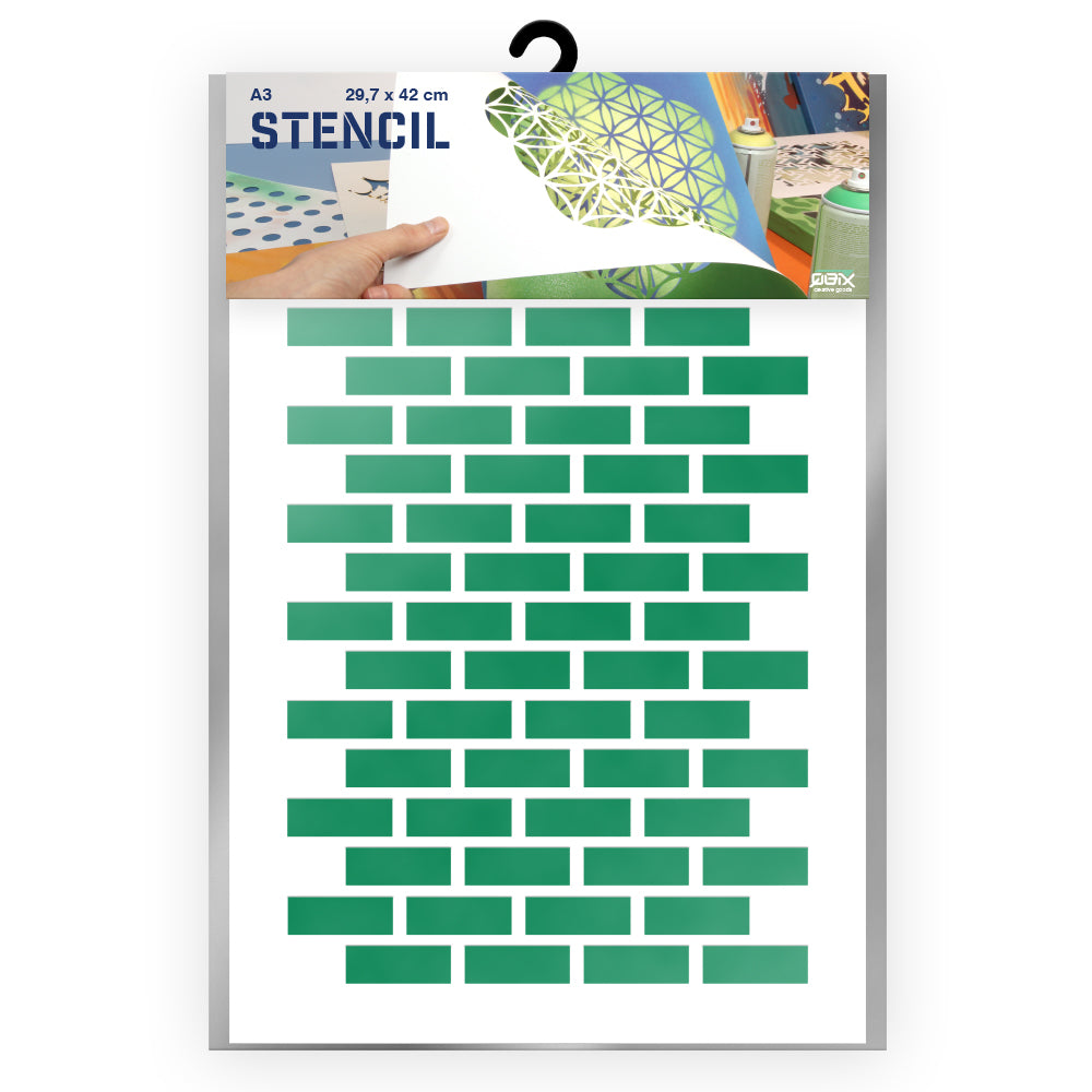 QBIX Stencil 1 Layer - Plastic - Pattern - Brick Wall image 0