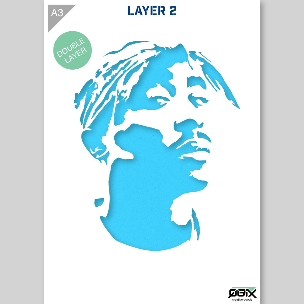QBIX Stencil 2 Layer - Plastic - Idols - Tupac image 2