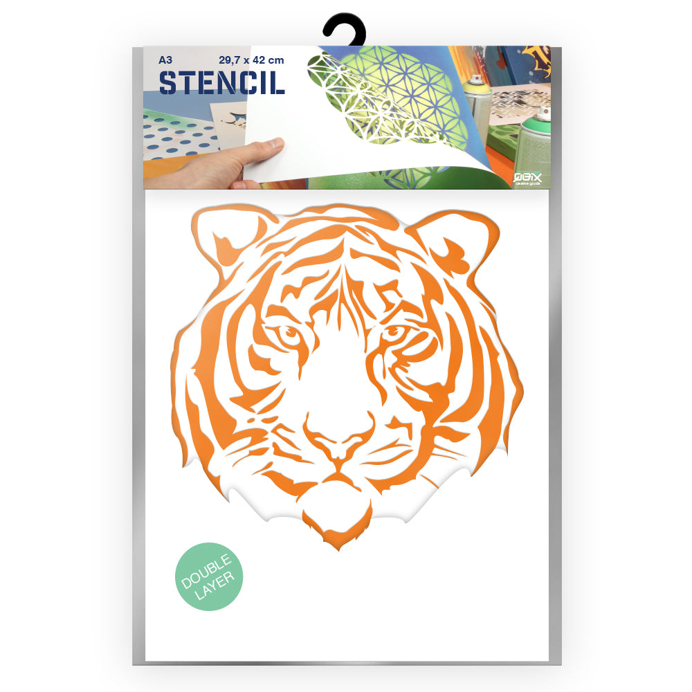 QBIX Stencil 2 Layer - Plastic - Animals - Tiger Head image 0