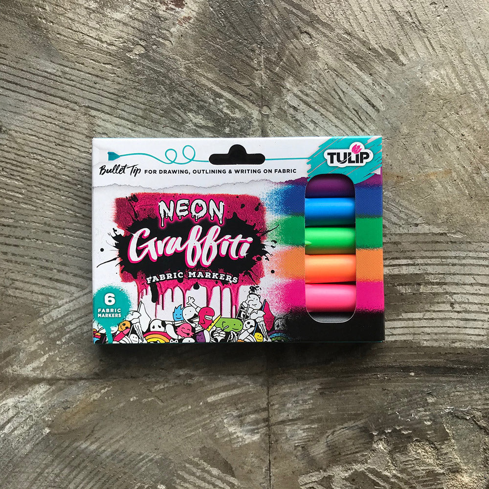 Tulip Graffiti Fabric Markers - Neon - 6pc (Bullet Tip) image 0
