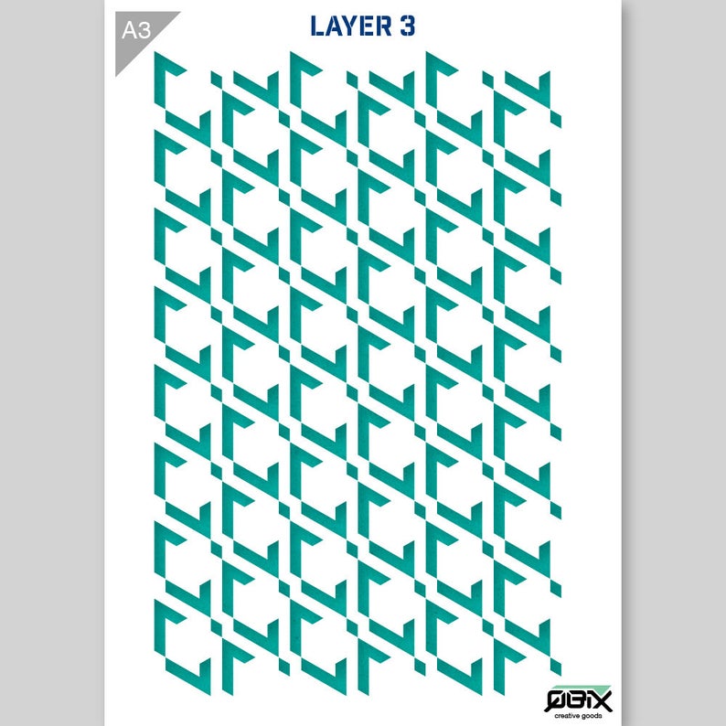 QBIX Stencil 3 Layer - Plastic - Pattern 3D - Triangle image 3