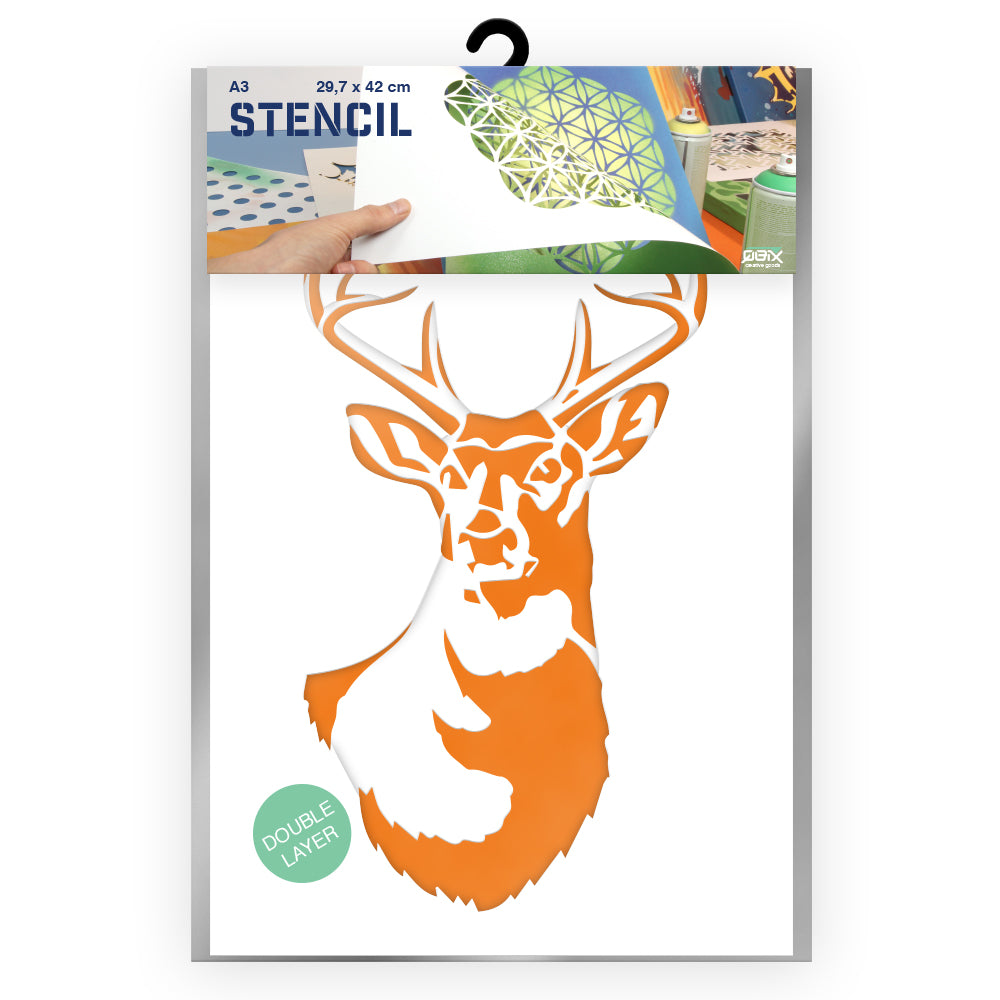 QBIX Stencil 2 Layer - Plastic - Animals - Deer Head image 0