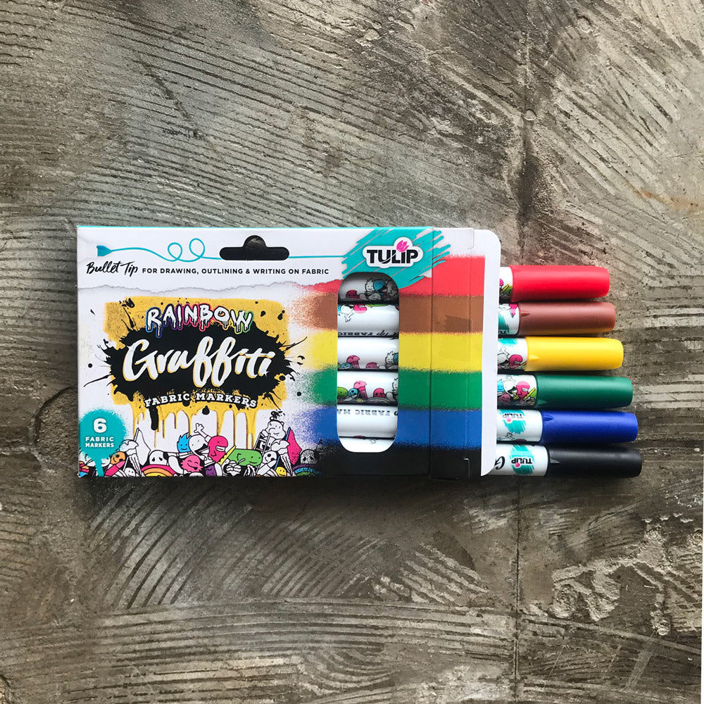 Tulip Graffiti Fabric Markers - Rainbow - 6pc (Bullet Tip) image 2