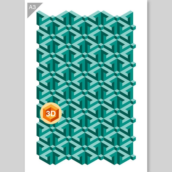 QBIX Stencil 3 Layer - Plastic - Pattern 3D - Triangle image 4