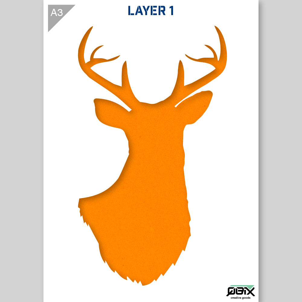 QBIX Stencil 2 Layer - Plastic - Animals - Deer Head image 4