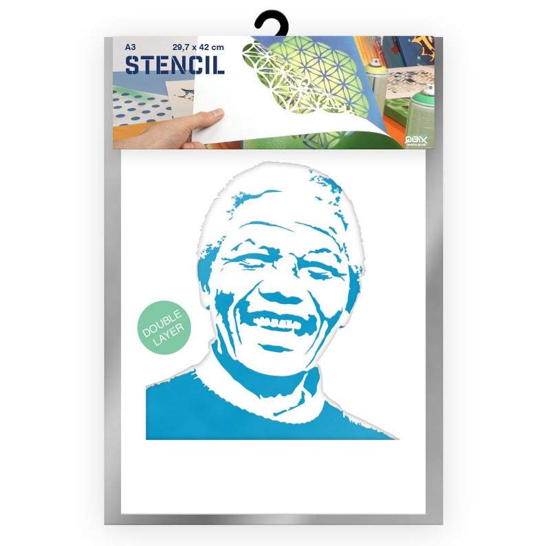 QBIX Stencil 2 Layer - Plastic - Idols - Nelson Mandela image 0