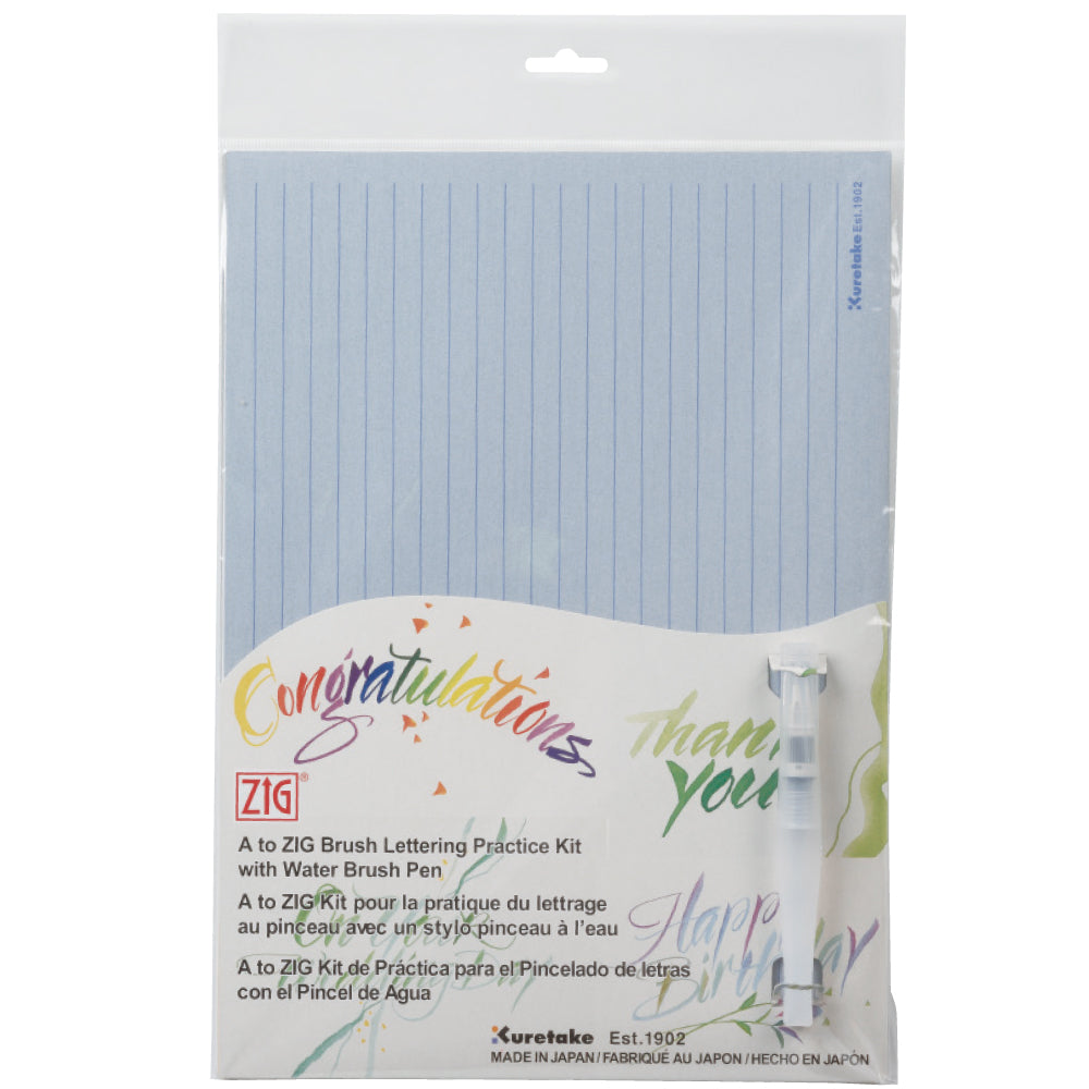 A to ZIG Brush Lettering Practice Kit with Water Brush Pen image 0