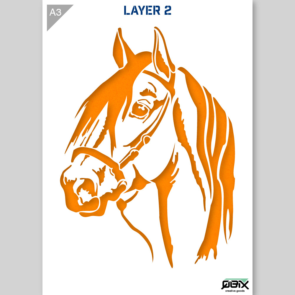 QBIX Stencil 2 Layer - Plastic - Animals - Horse Head image 2