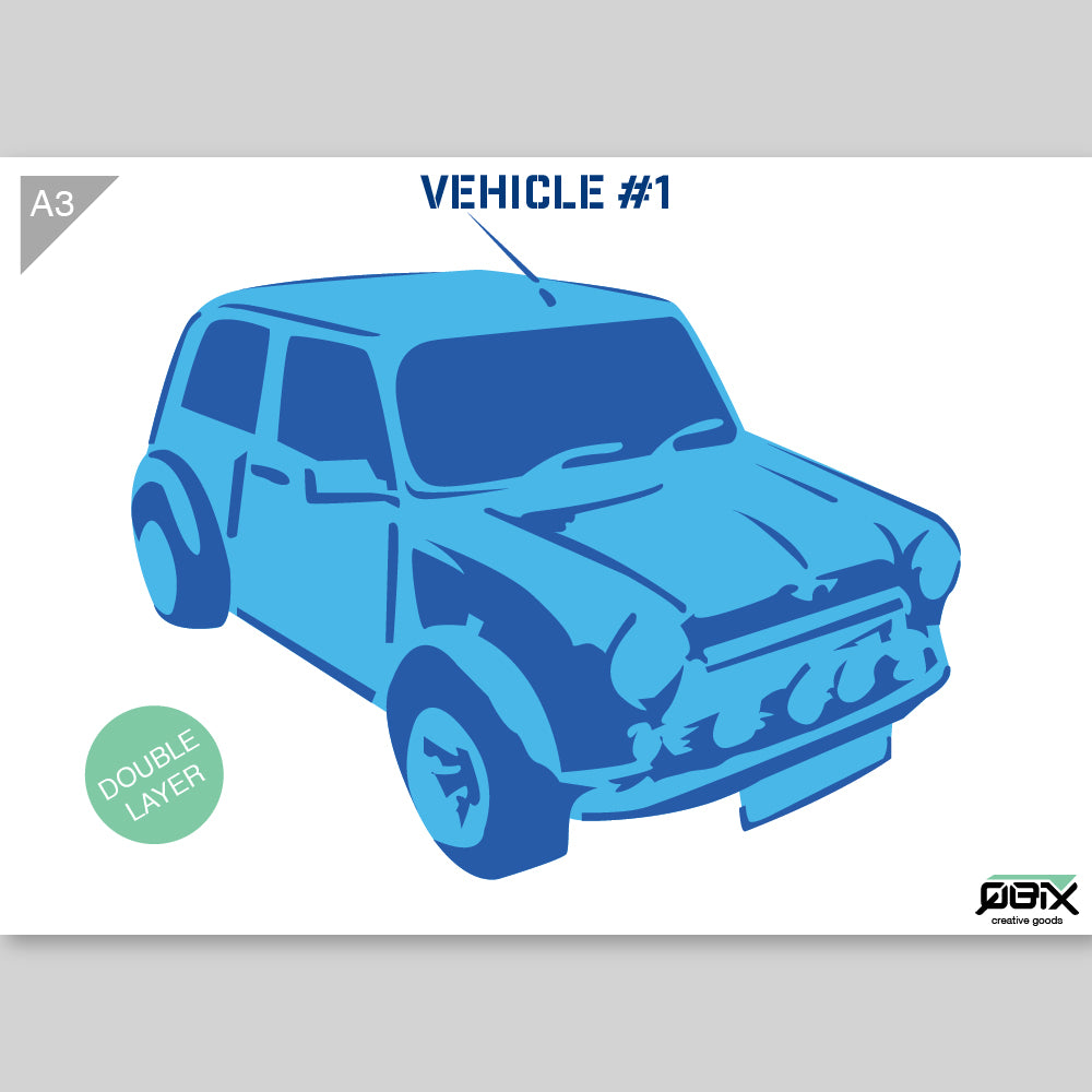 QBIX Stencil 2 Layer - Plastic - Vehicles - Mini Cooper image 3