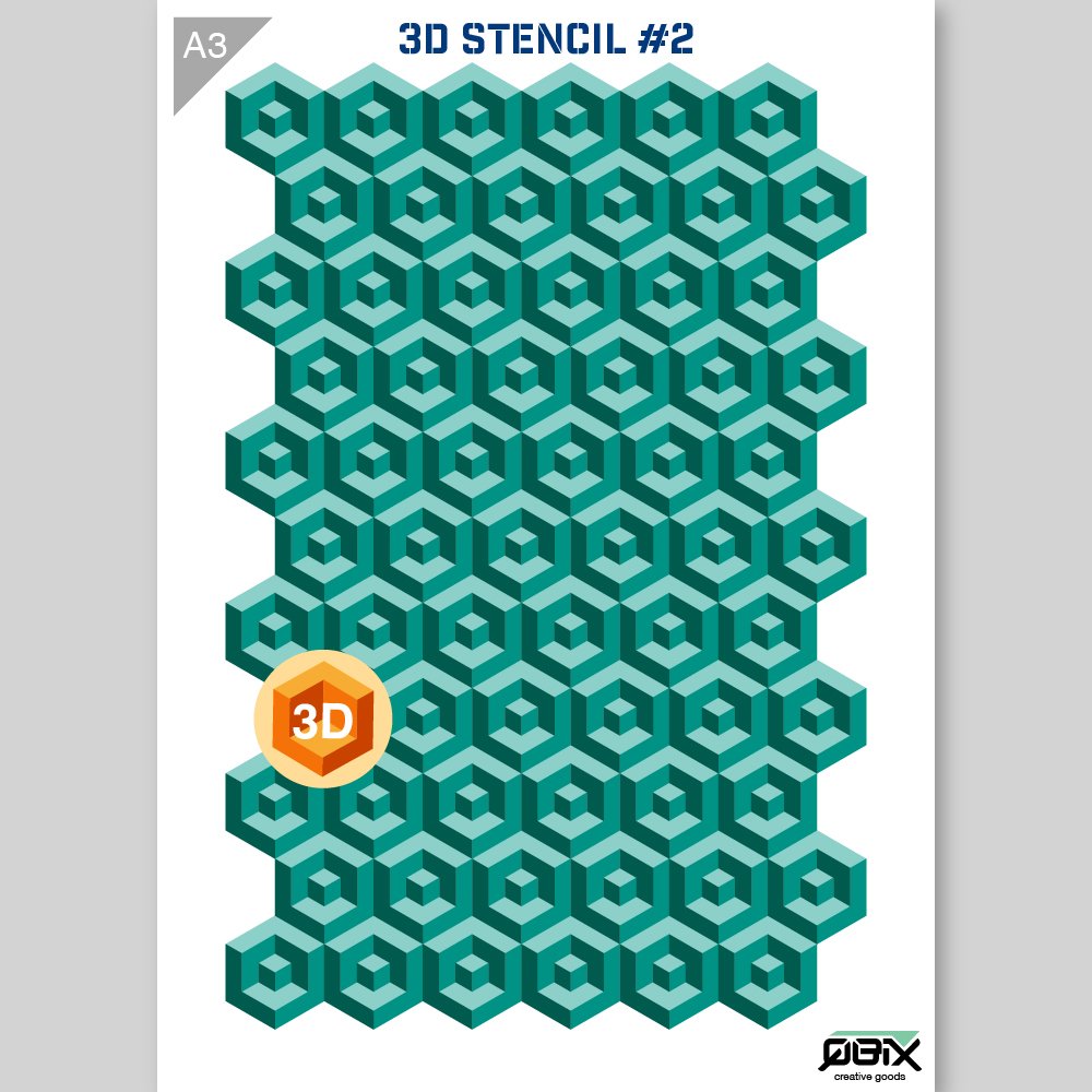 QBIX Stencil 3 Layer - Plastic - Pattern 3D - Block image 0