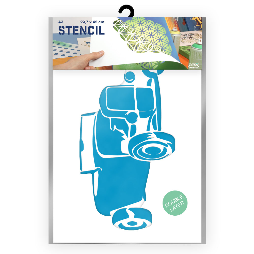 QBIX Stencil 2 Layer - Plastic - Vehicles - Hotrod Roadster image 0