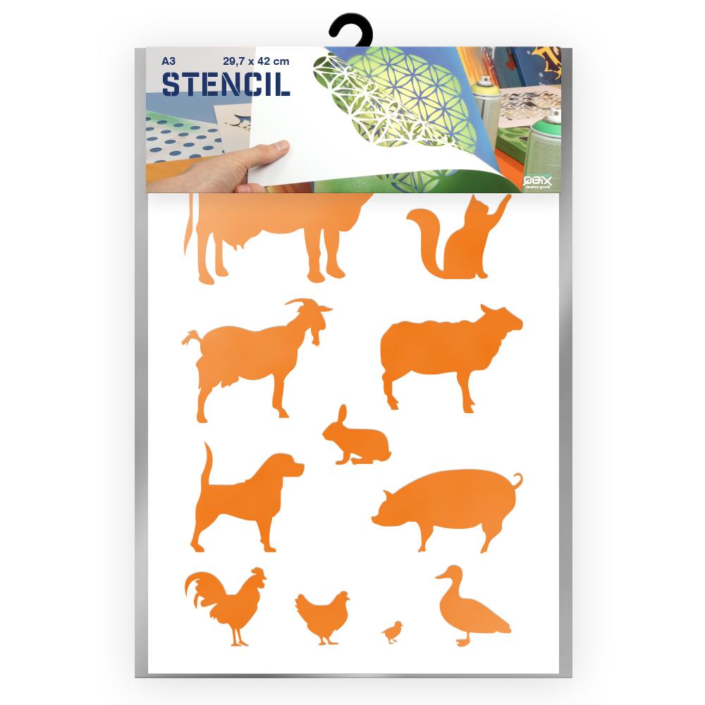 QBIX Stencil 1 Layer - Plastic - Animals - Farm image 0