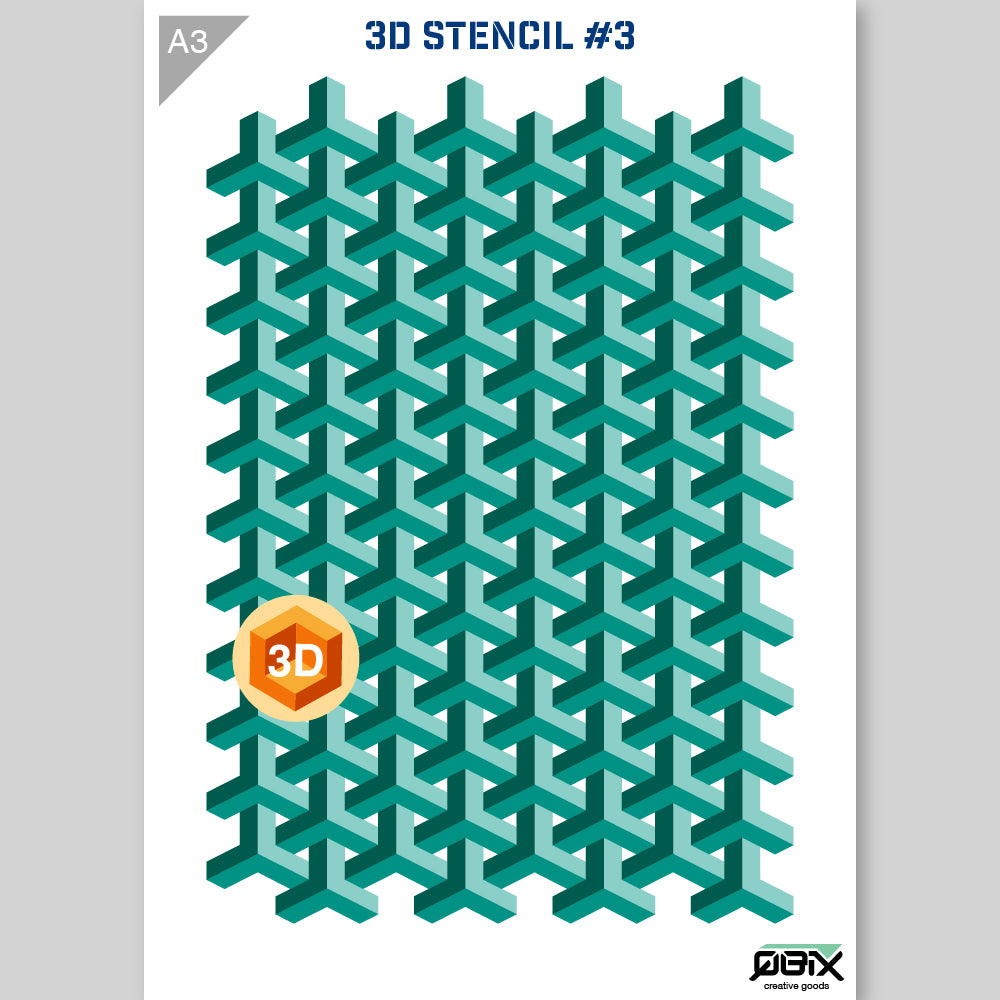 QBIX Stencil 3 Layer - Plastic - Pattern 3D - Fishnet image 2