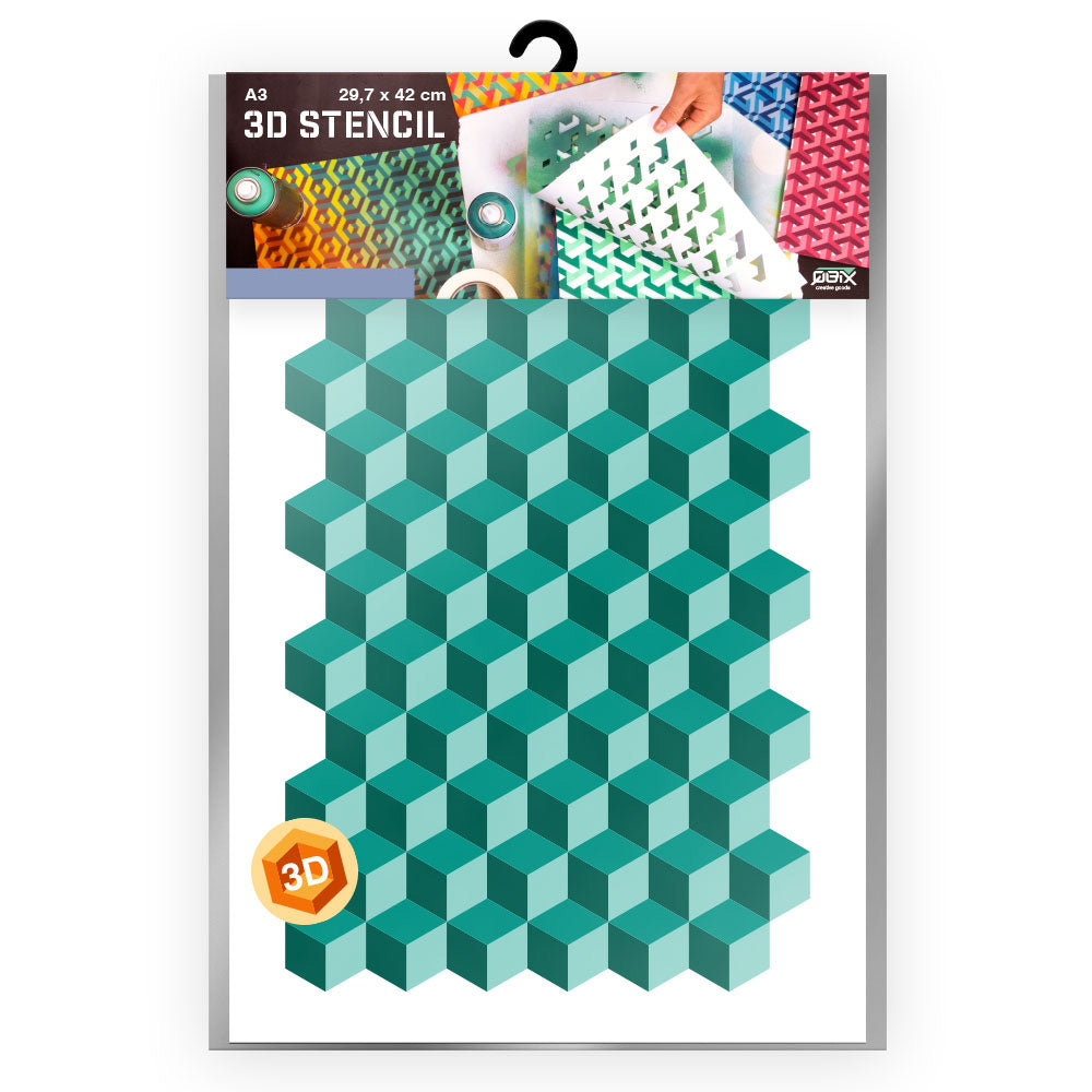 QBIX Stencil 3 Layer - Plastic - Pattern 3D - Cube image 3